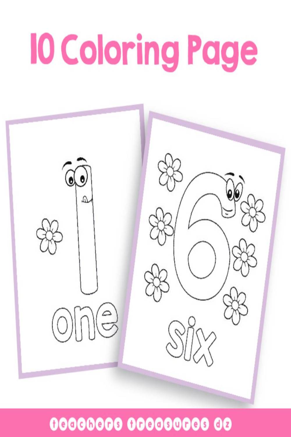 1 - 10 Numbers Printable Coloring Page pinterest preview image.