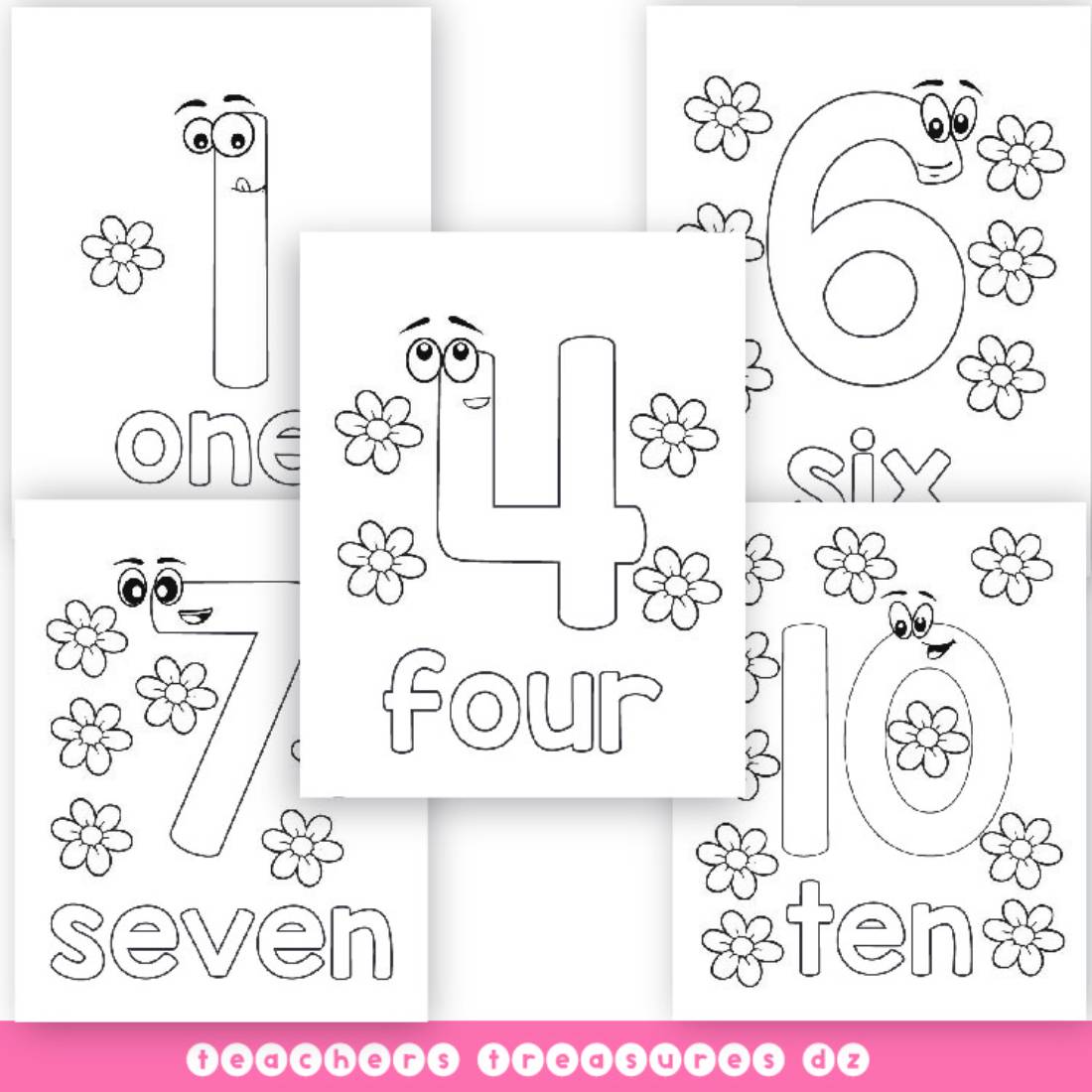1 - 10 Numbers Printable Coloring Page preview image.