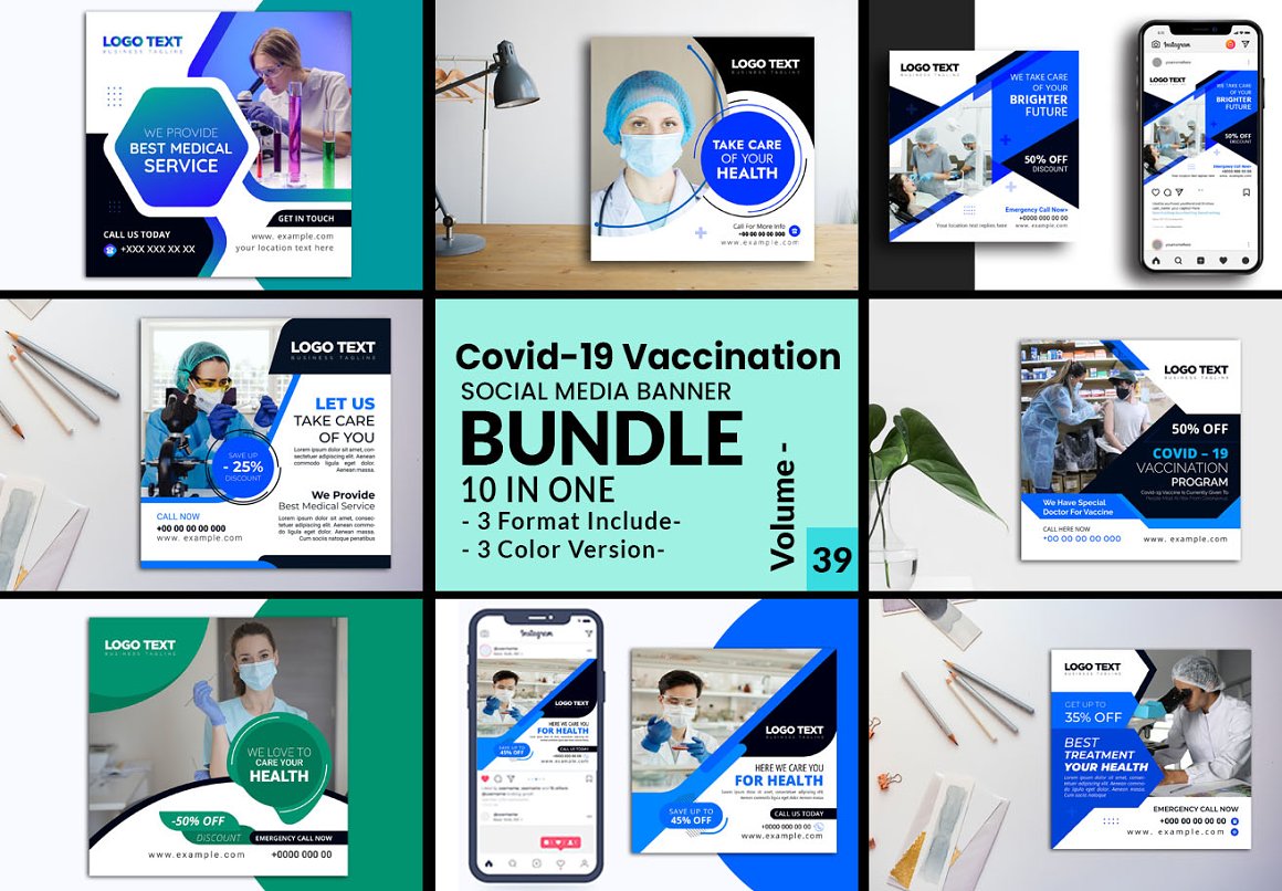 covid 19 vaccination program social media post bundle vl 39 518