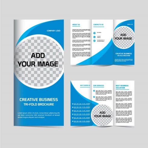 Creative business trifold brochure design cover image.