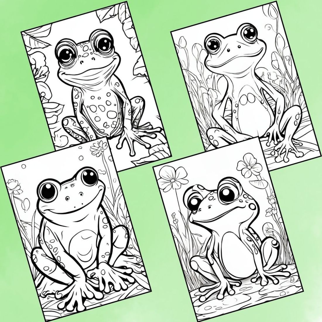 Froggy Coloring Adventure | 12 Relaxing and Calming Frog Coloring Pages for Kids preview image.