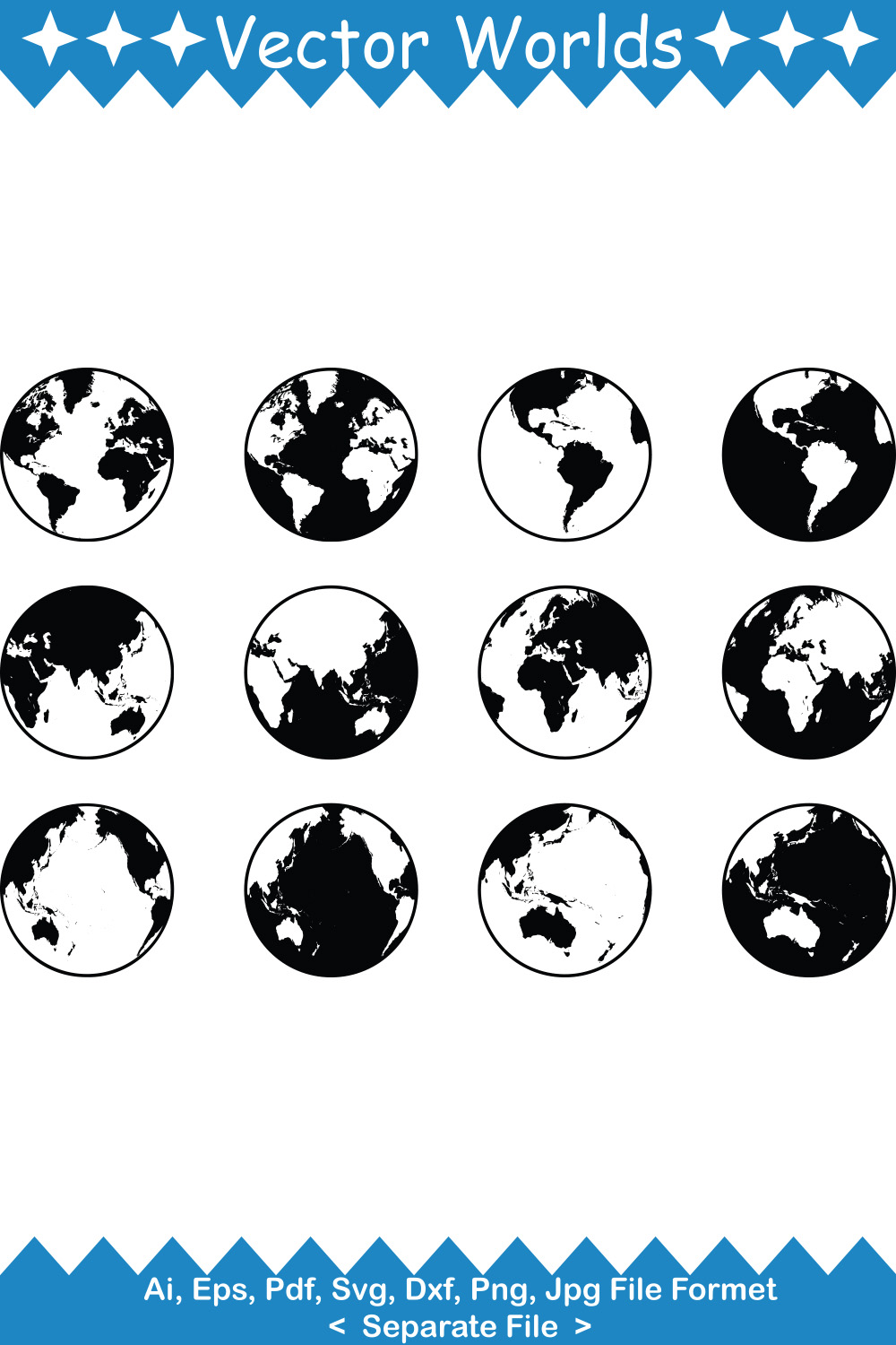 World Globe SVG Vector Design pinterest preview image.