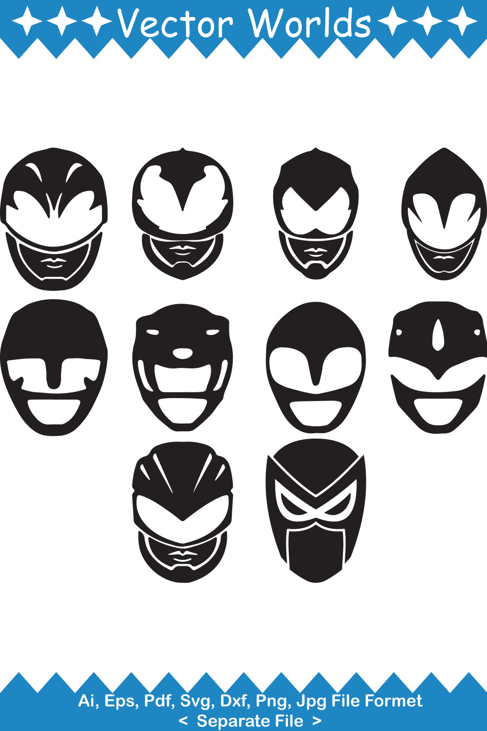 Power Ranger Head SVG Vector Design pinterest preview image.