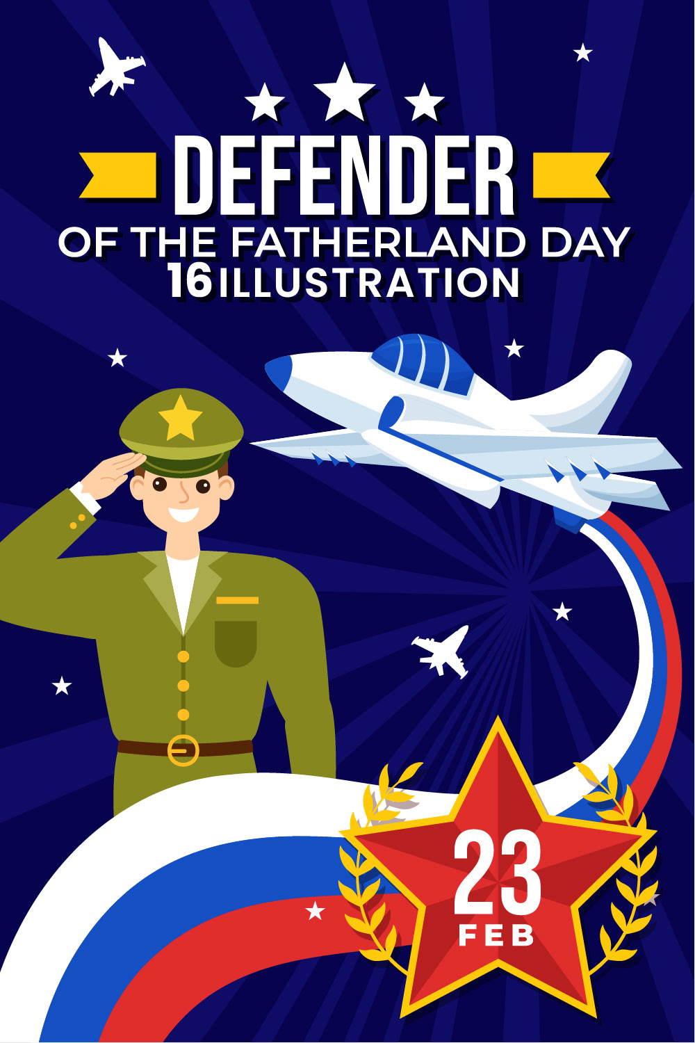 16 Defender of the Fatherland Day of Russia Illustration pinterest preview image.
