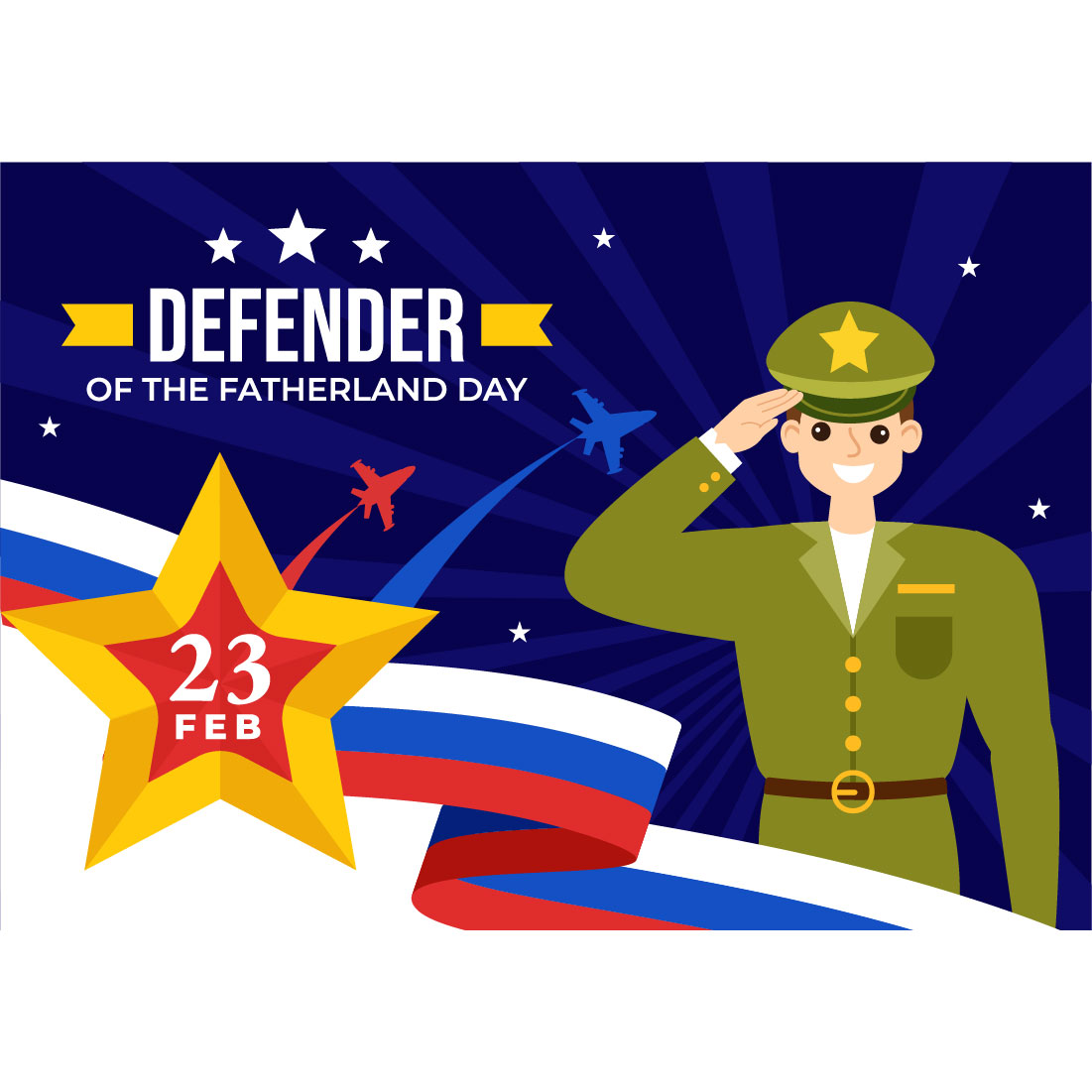 16 Defender of the Fatherland Day of Russia Illustration cover image.