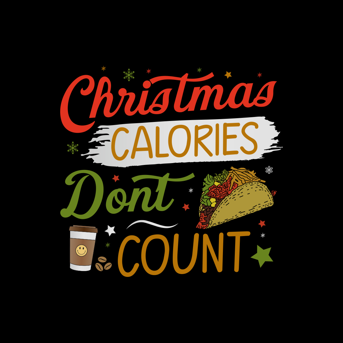 Christmas calories don't count design preview image.