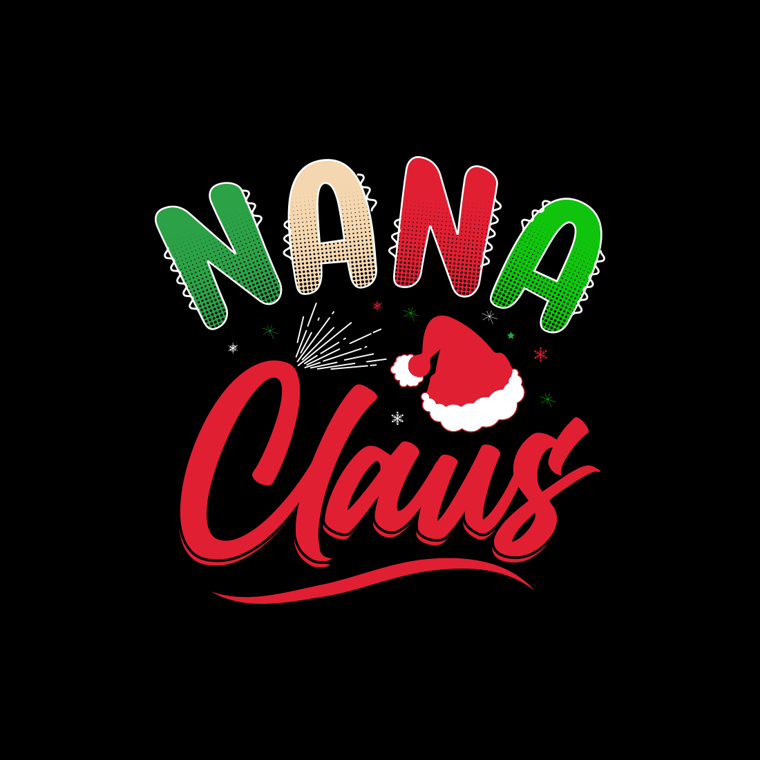 Nana claus T-shirt design preview image.