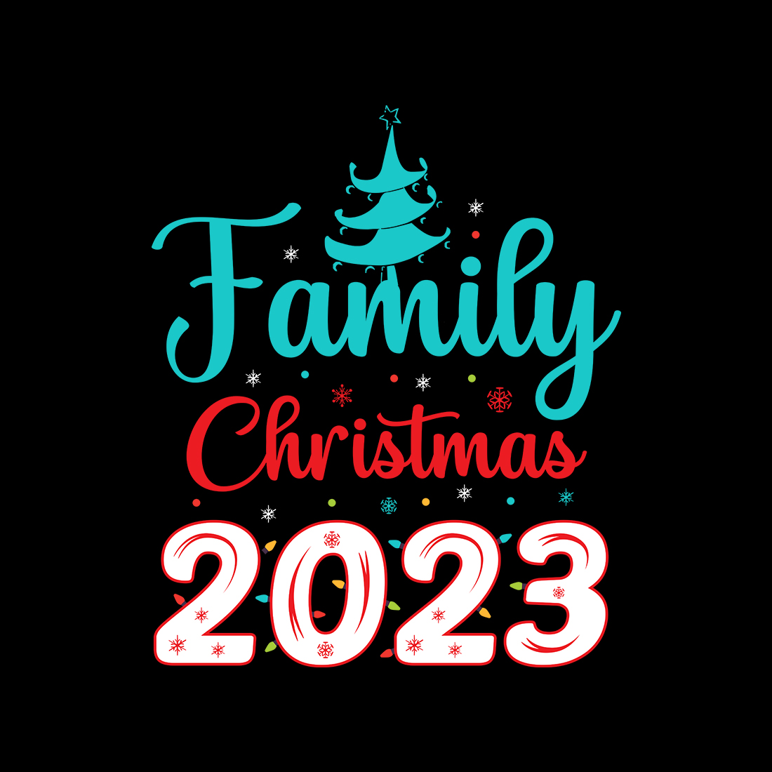 Family Christmas 2023 T-shirt design preview image.