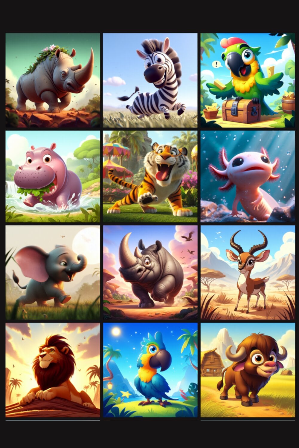 Exotic animated animals pack pinterest preview image.