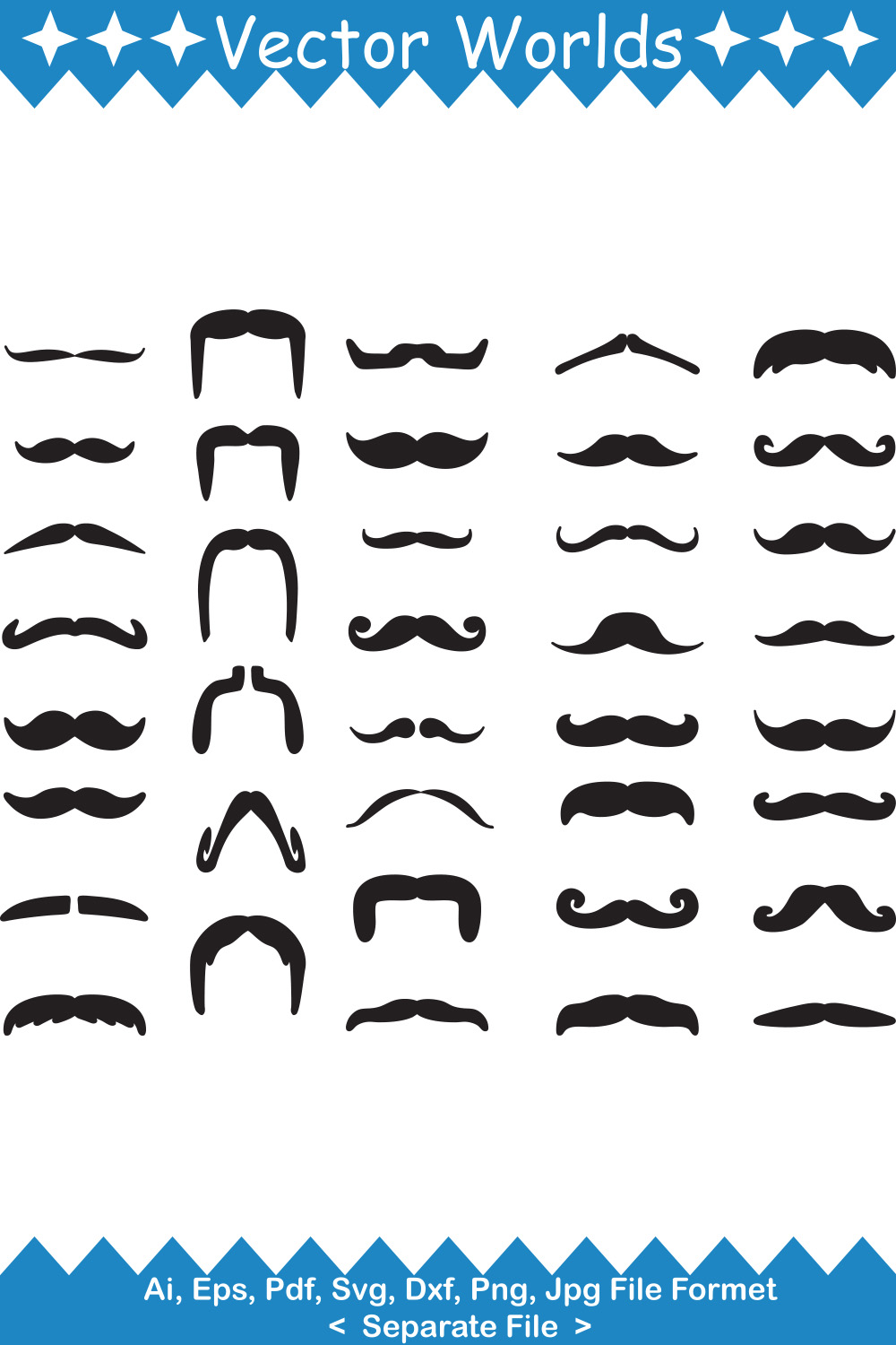 Moustache SVG Vector Design pinterest preview image.