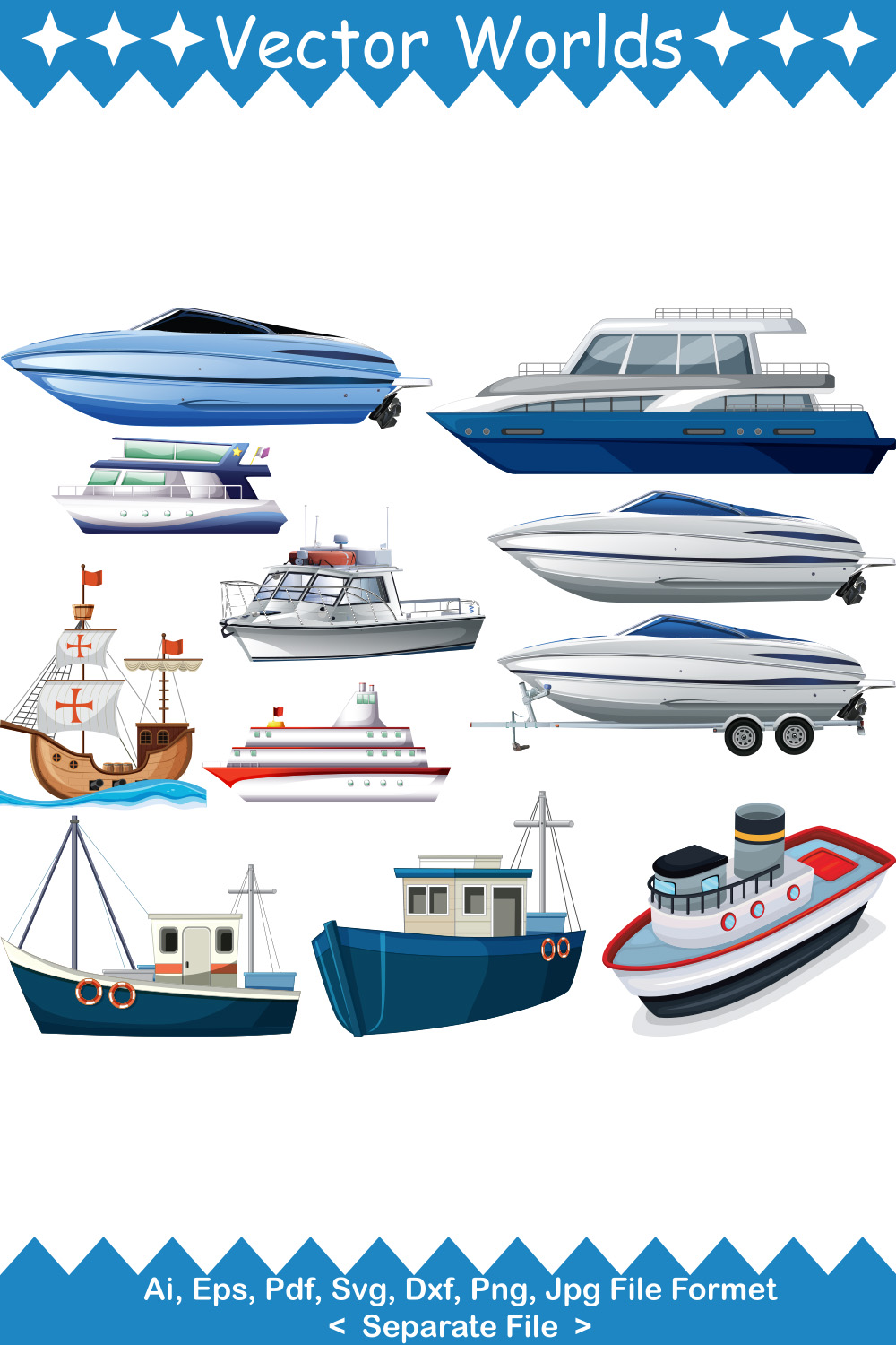 Ship SVG Vector Design pinterest preview image.