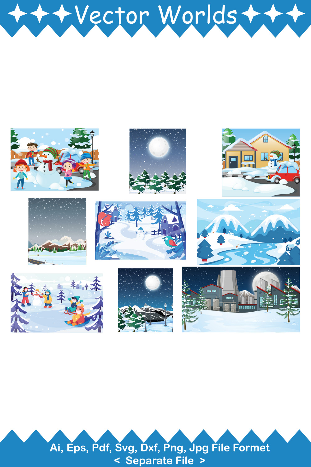 Snow Scene SVG Vector Design pinterest preview image.