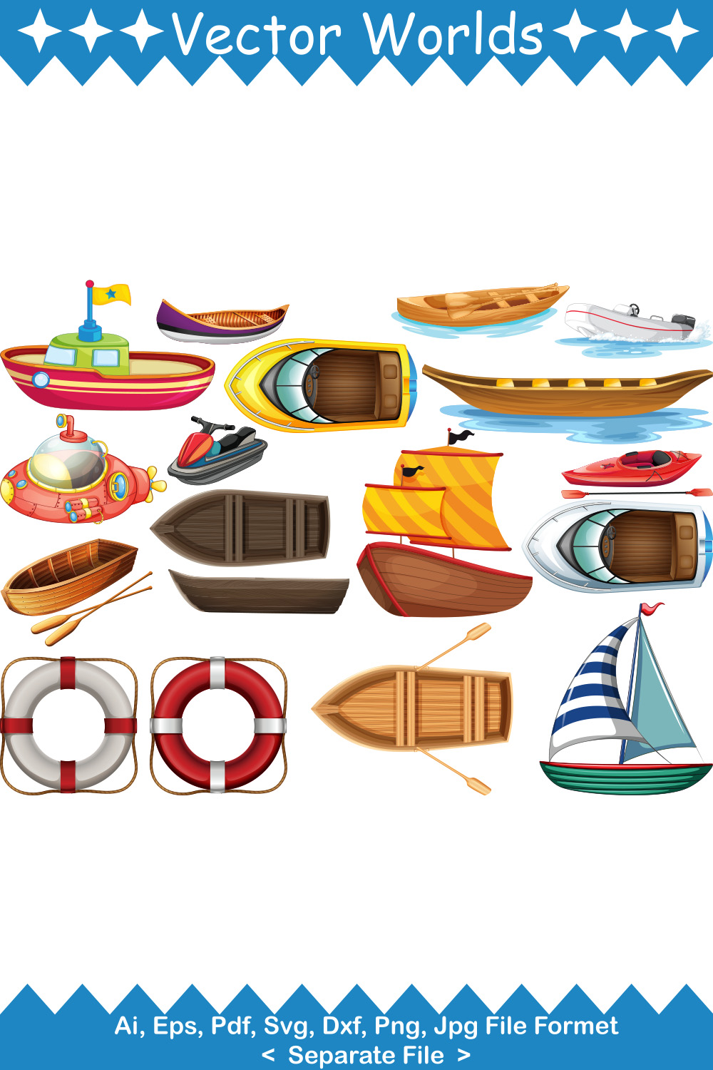 Boat SVG Vector Design pinterest preview image.