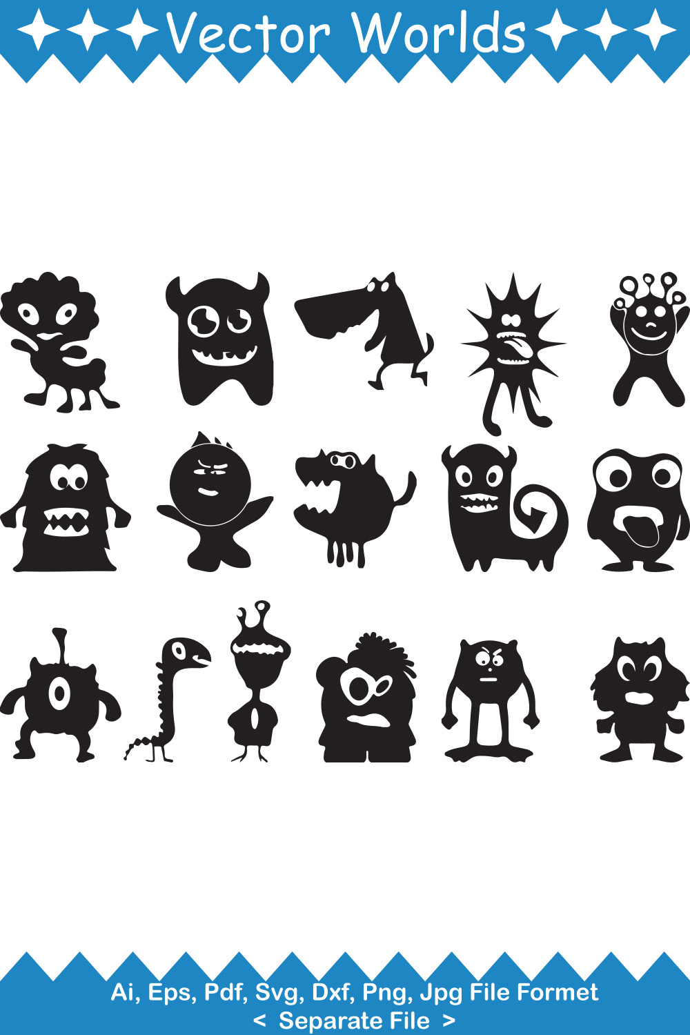 Monster SVG Vector Design pinterest preview image.