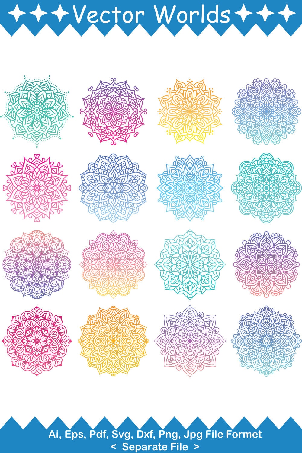 Mandala SVG Vector Design pinterest preview image.