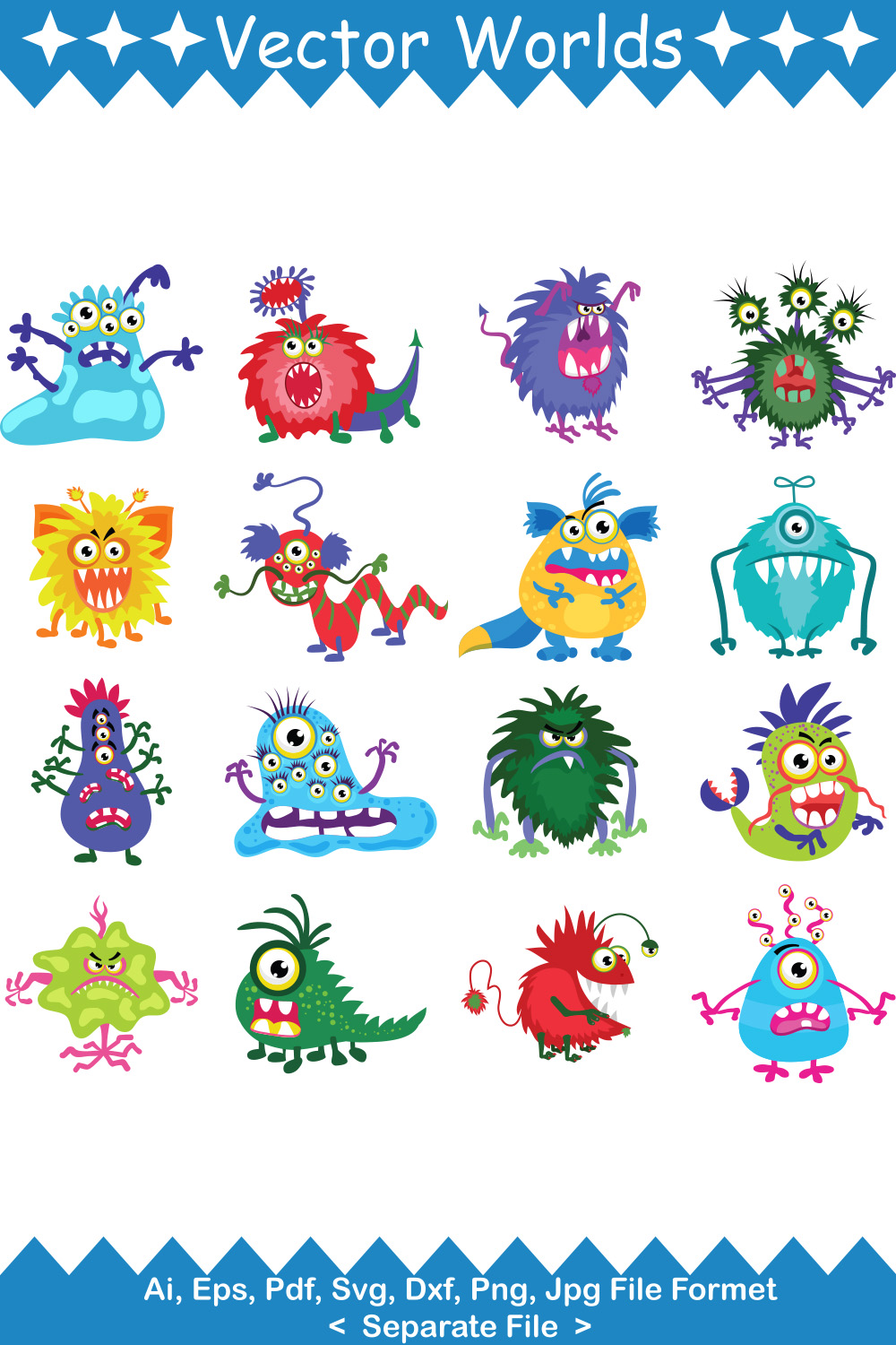 Monster SVG Vector Design pinterest preview image.