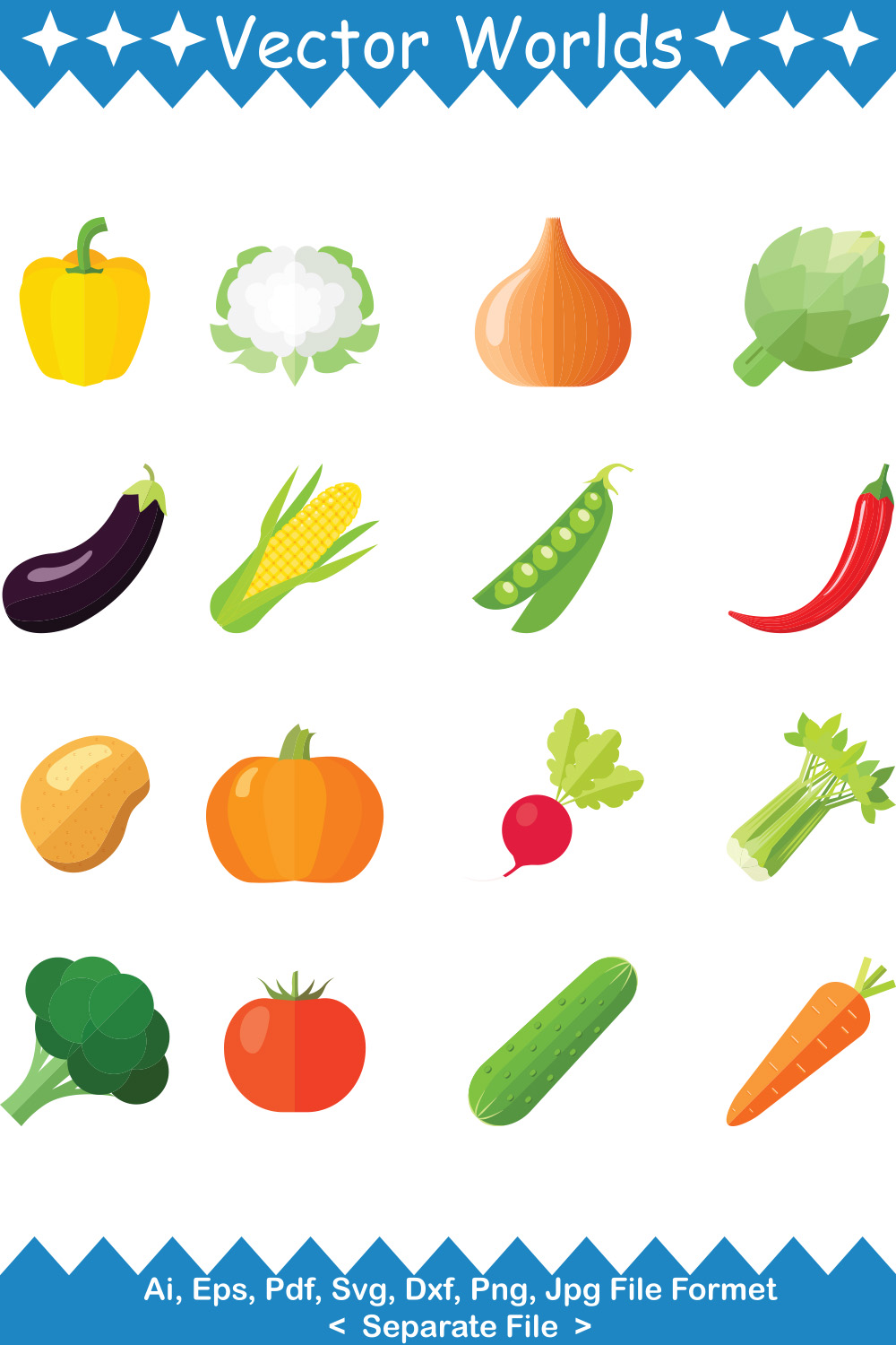 Vegetable SVG Vector Design pinterest preview image.