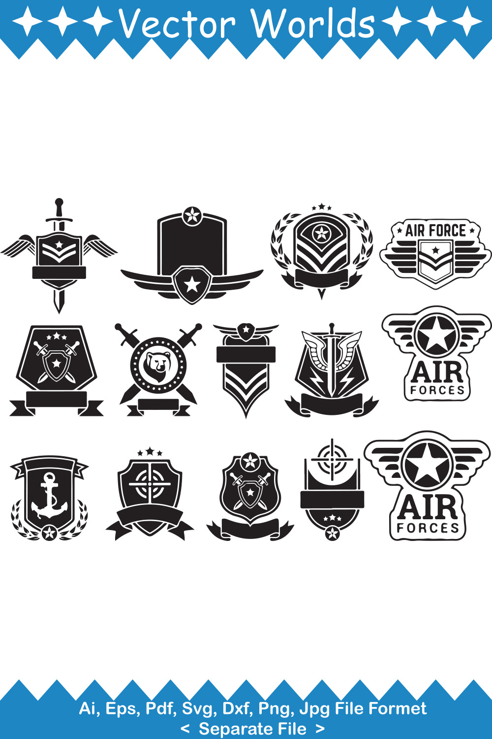 Military Badge SVG Vector Design pinterest preview image.