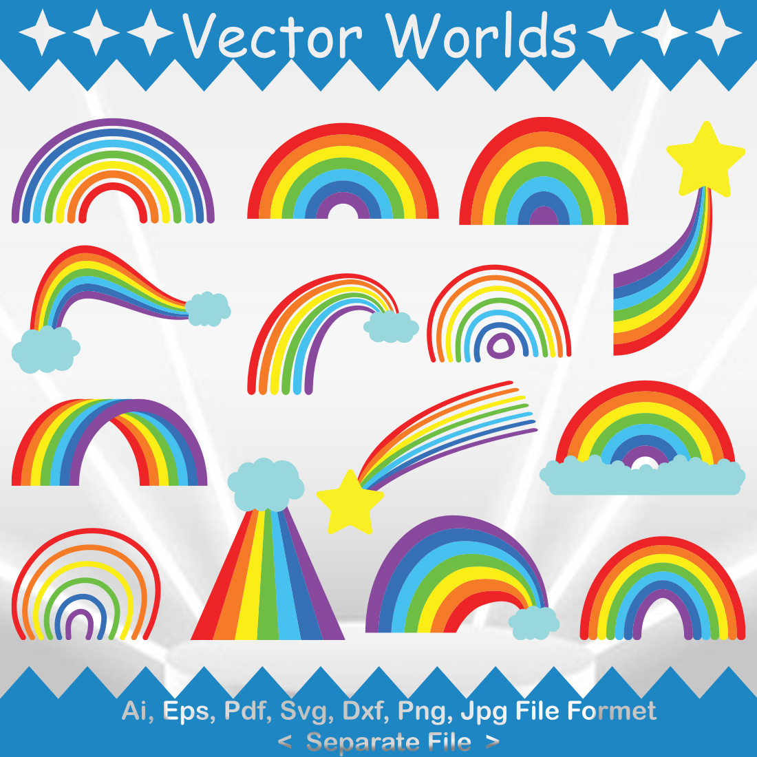 Rainbow SVG Vector Design preview image.