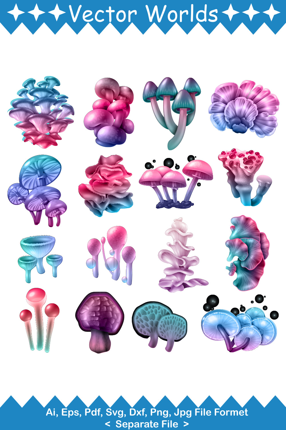 Mushrooms SVG Vector Design pinterest preview image.