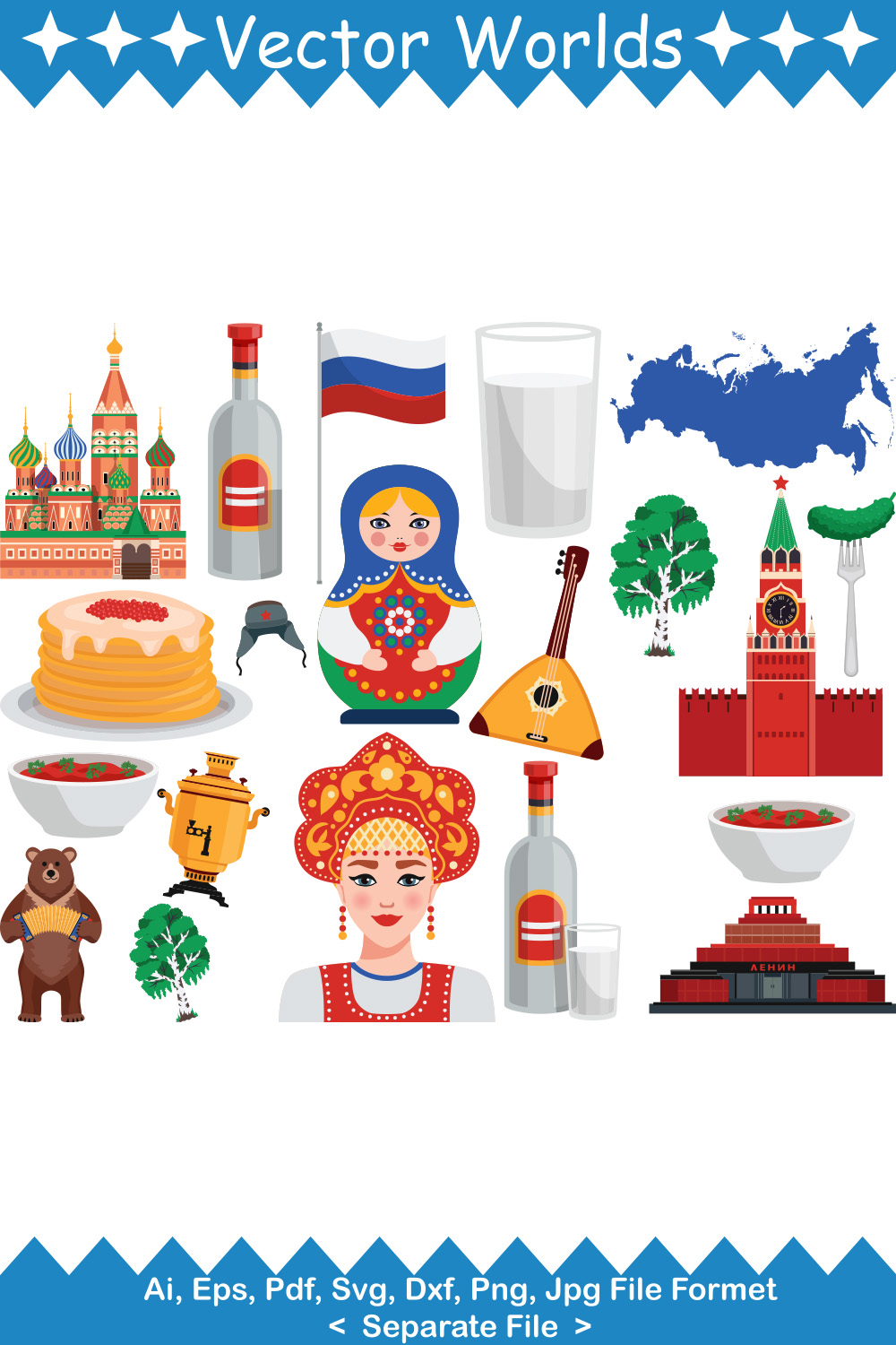 Russia Country Symbol SVG Vector Design pinterest preview image.