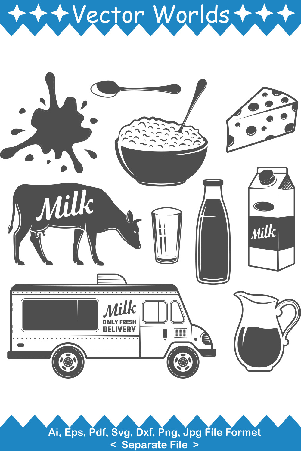 Milk SVG Vector Design pinterest preview image.