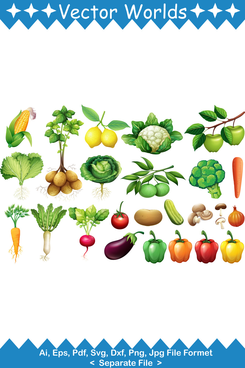 Vegetable SVG Vector Design pinterest preview image.