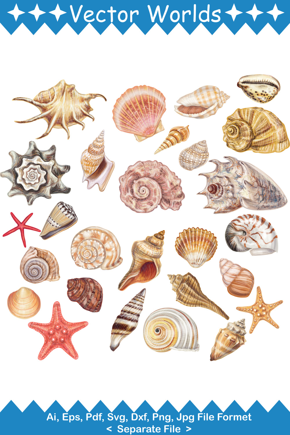 Seashell SVG Vector Design pinterest preview image.