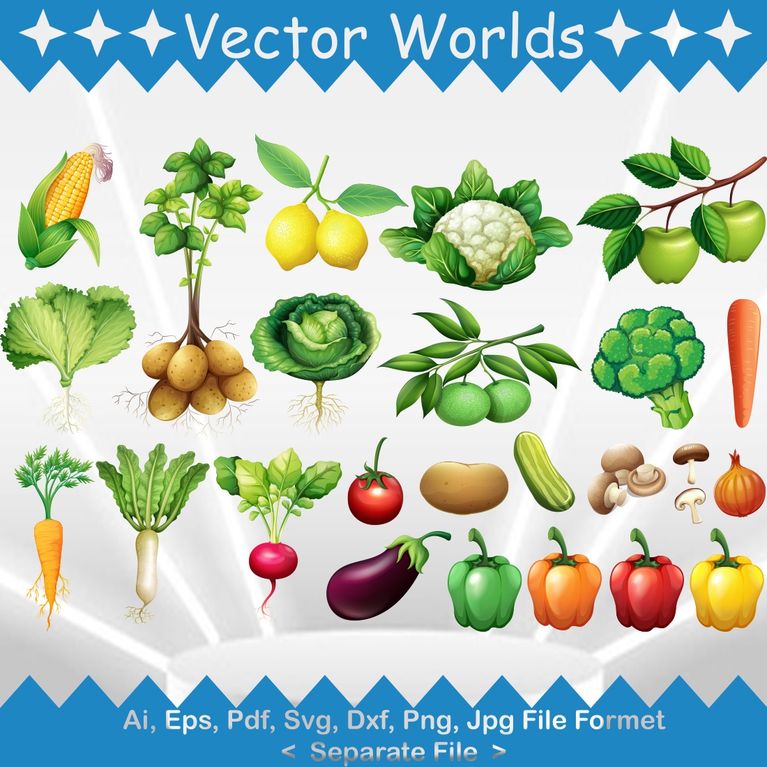 Vegetable SVG Vector Design preview image.