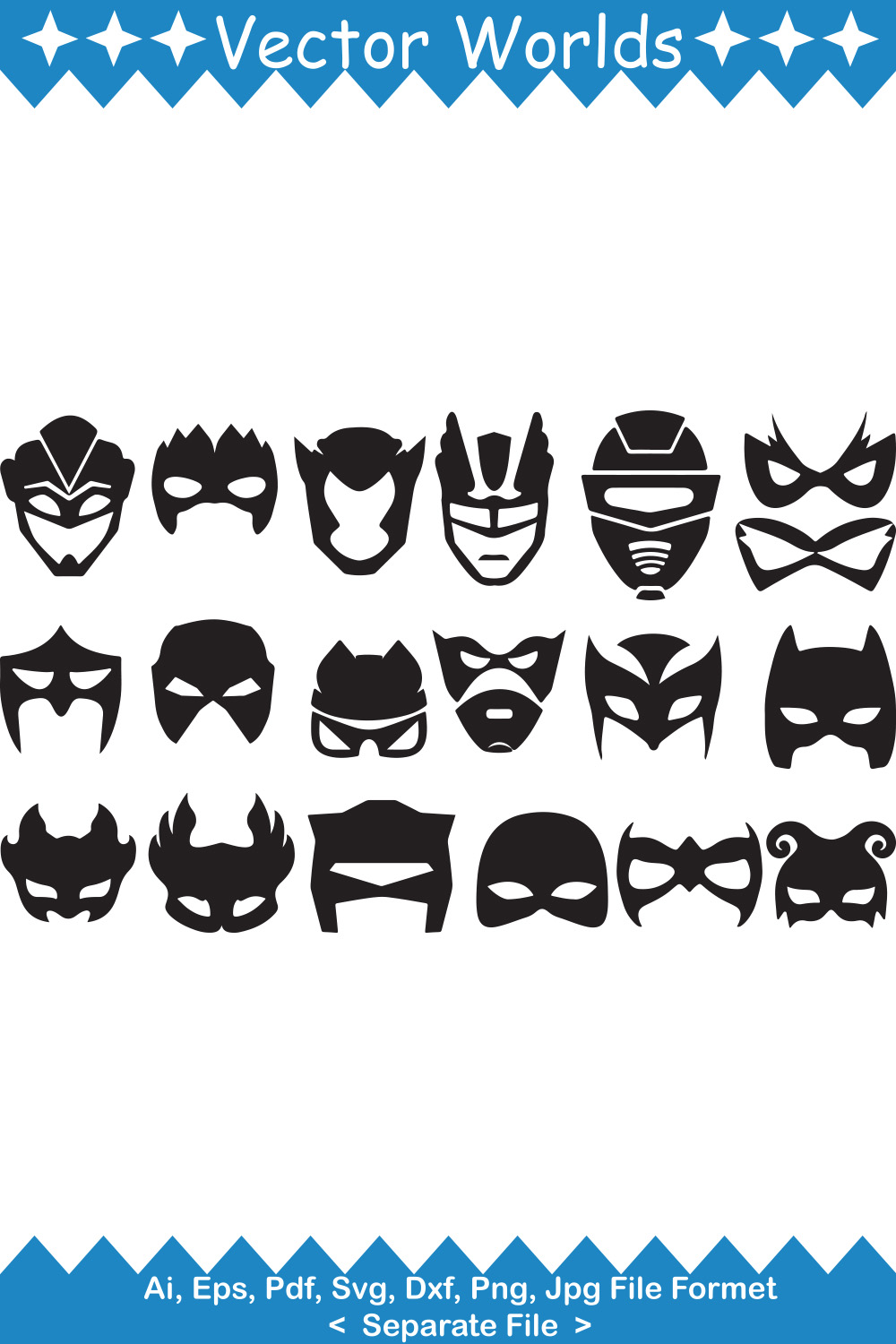 Super Hero's Mask SVG Vector Design pinterest preview image.