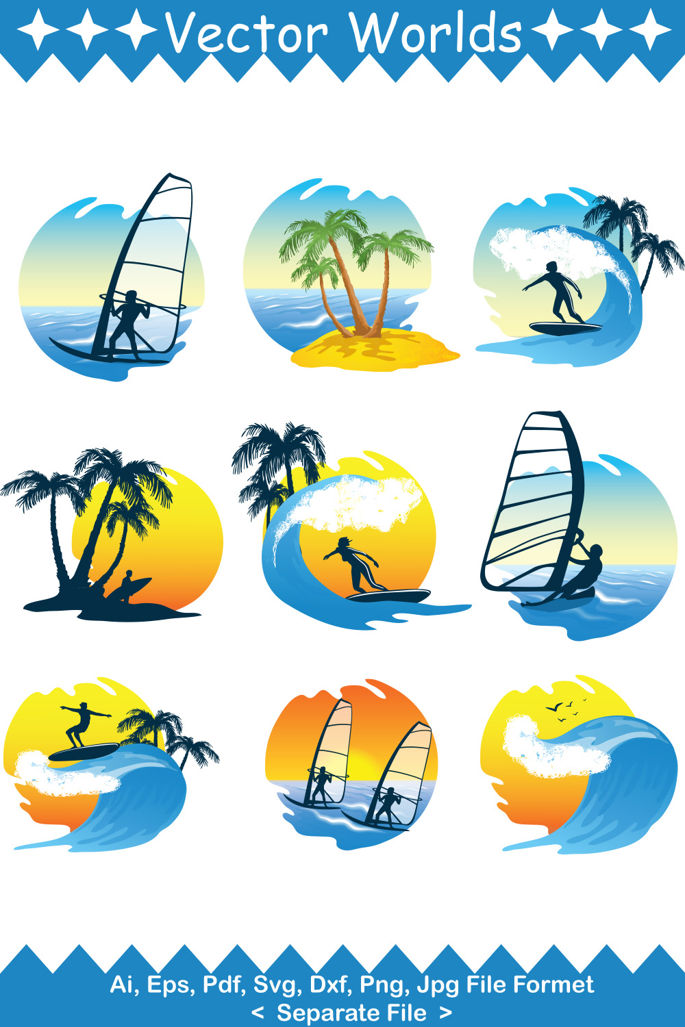 Summer SVG Vector Design pinterest preview image.