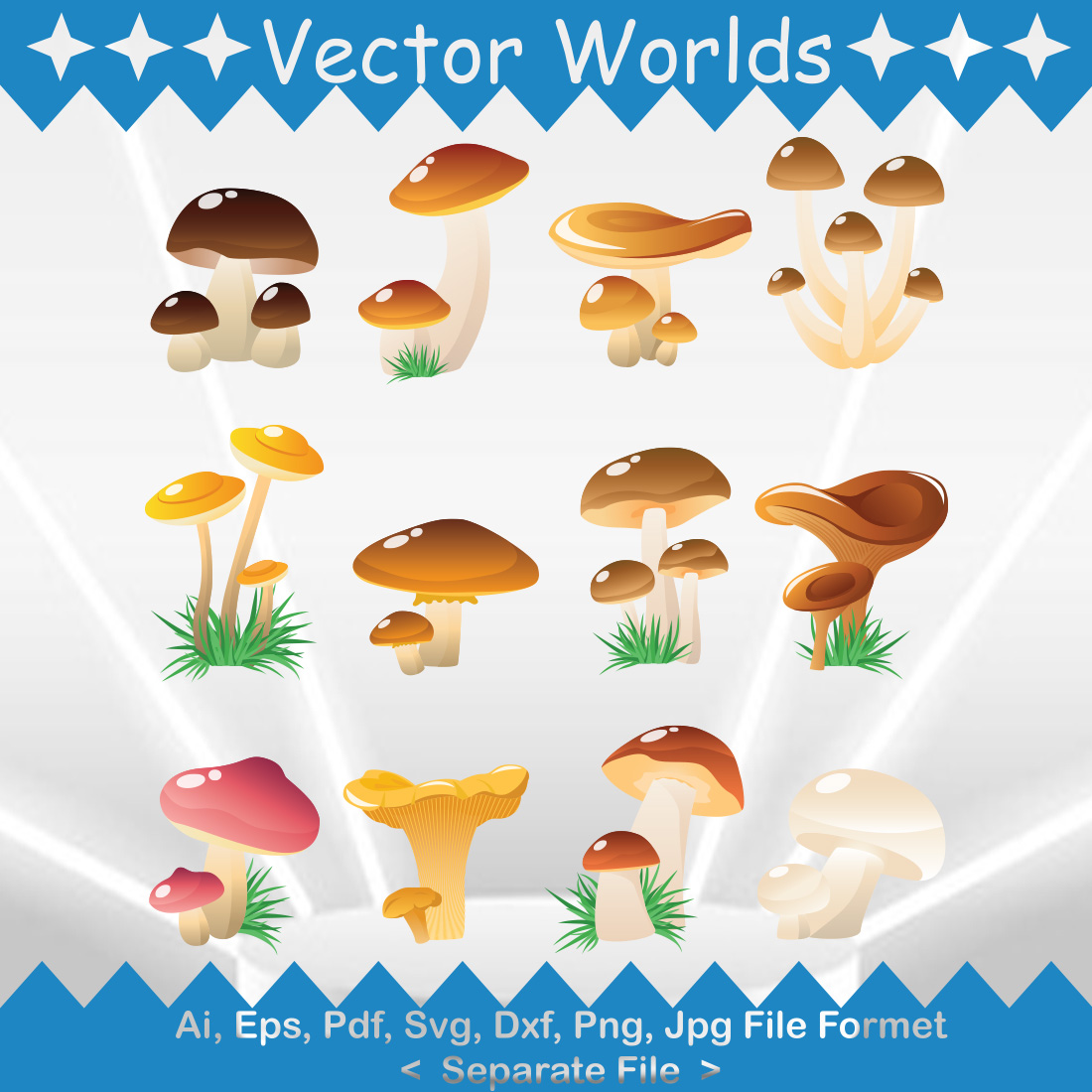 Mushrooms SVG Vector Design preview image.