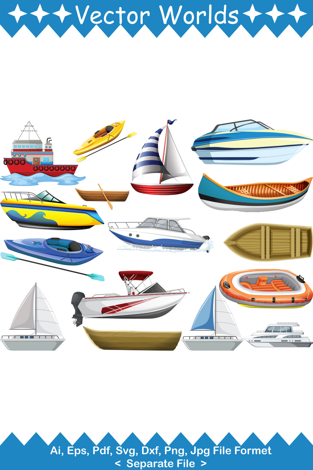 Boat SVG Vector Design pinterest preview image.