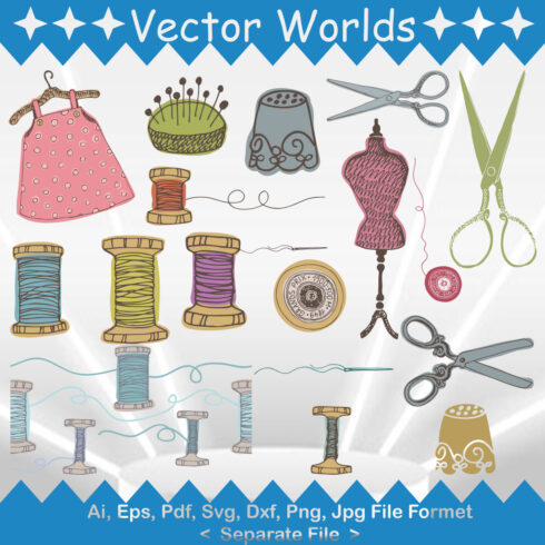 Sewing SVG Vector Design cover image.