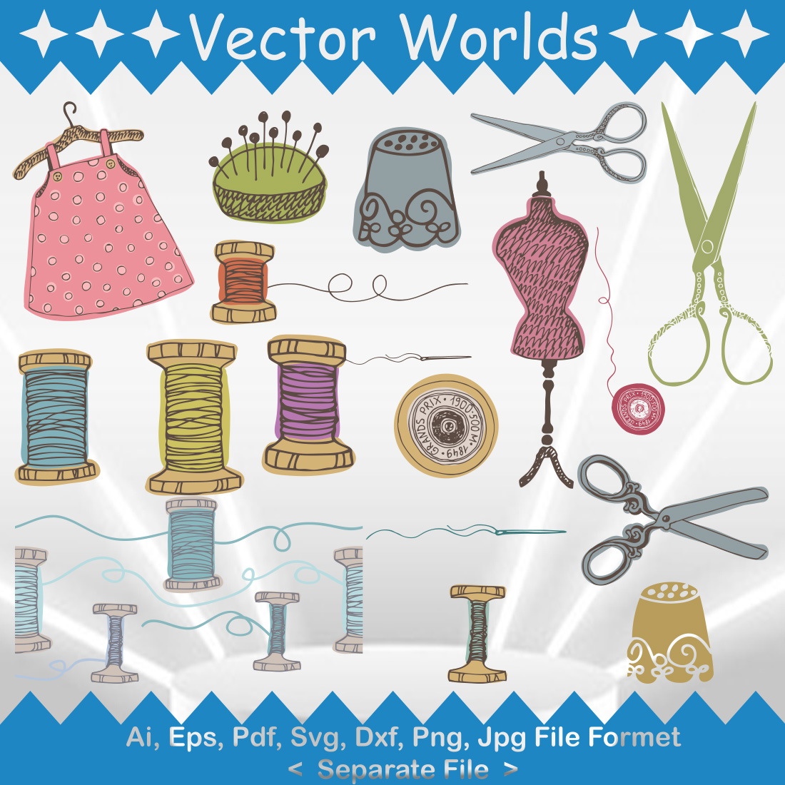 Sewing SVG Vector Design preview image.