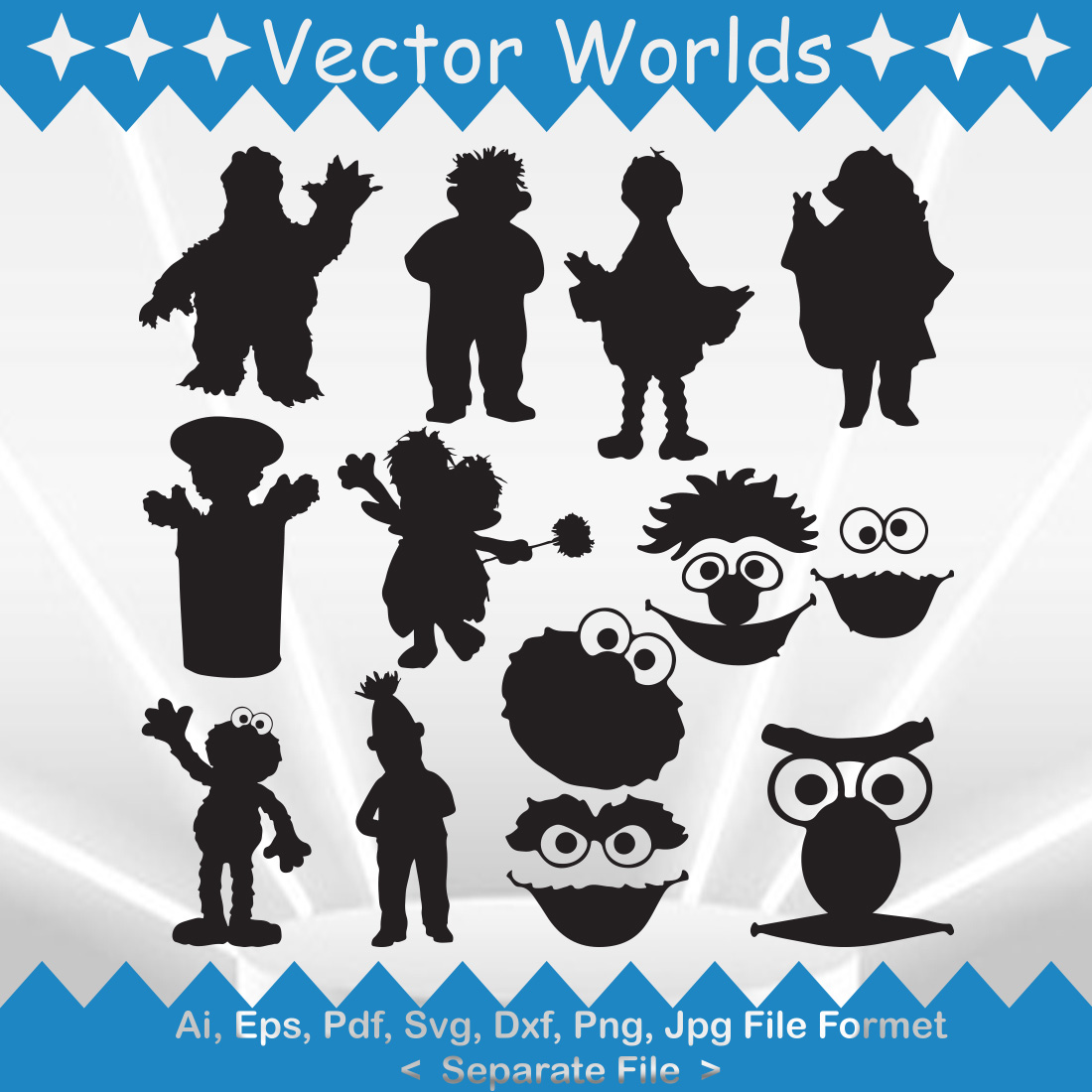 Sesame Street SVG Vector Design preview image.
