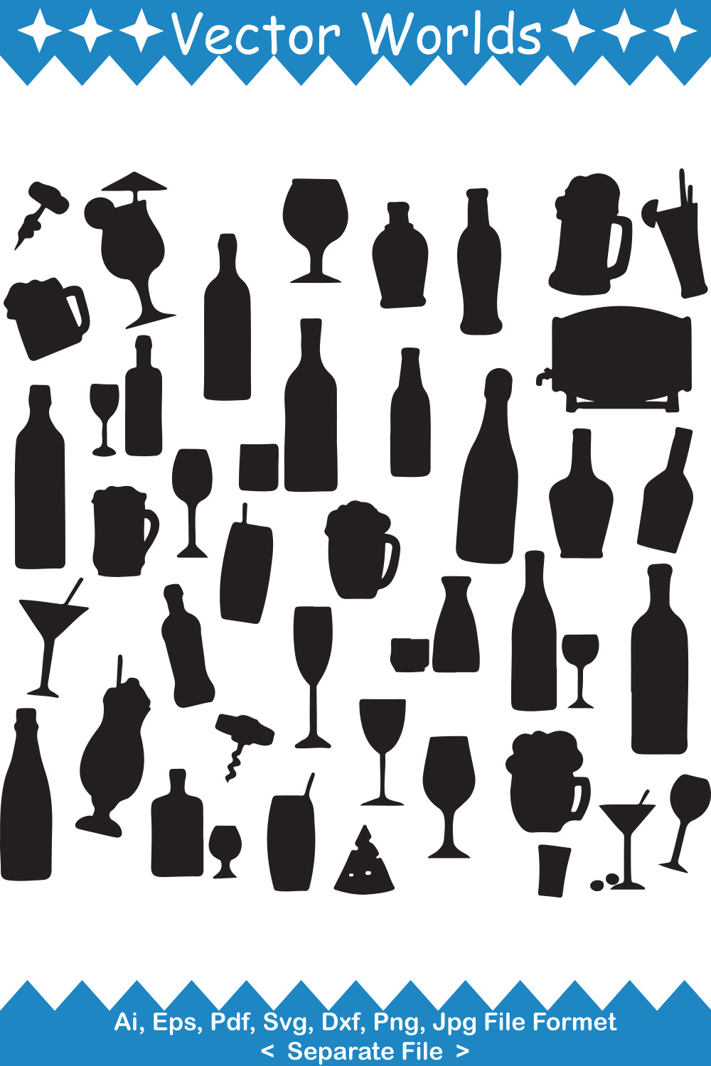 Wine Alcohol Drinks SVG Vector Design pinterest preview image.