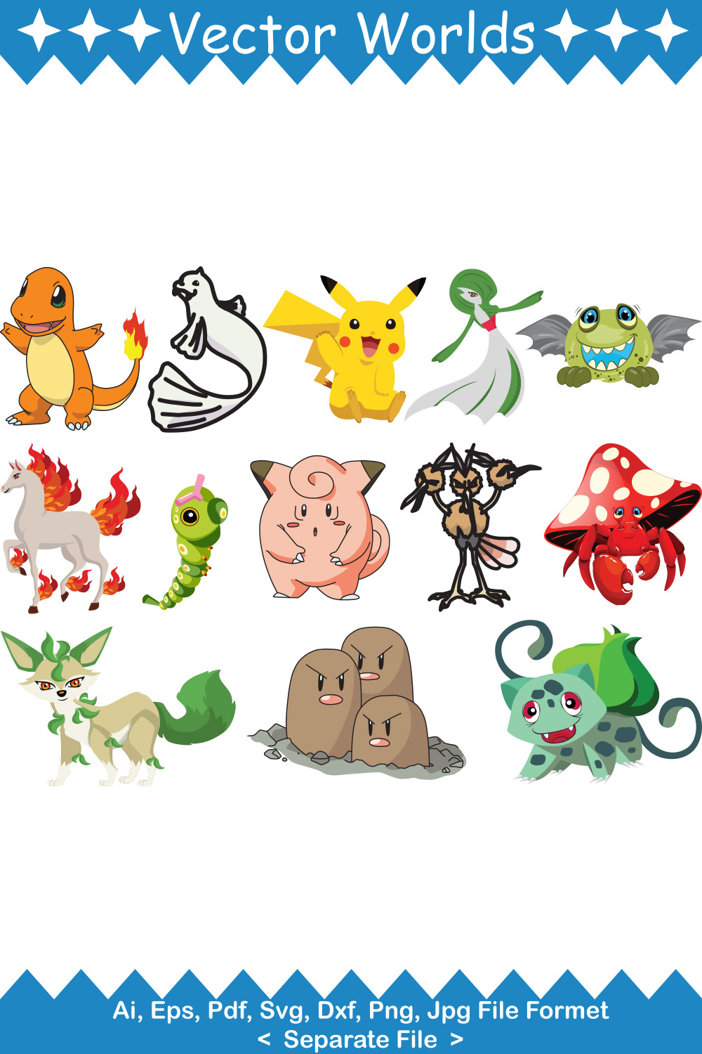 Pokémon All Character SVG Vector Design pinterest preview image.