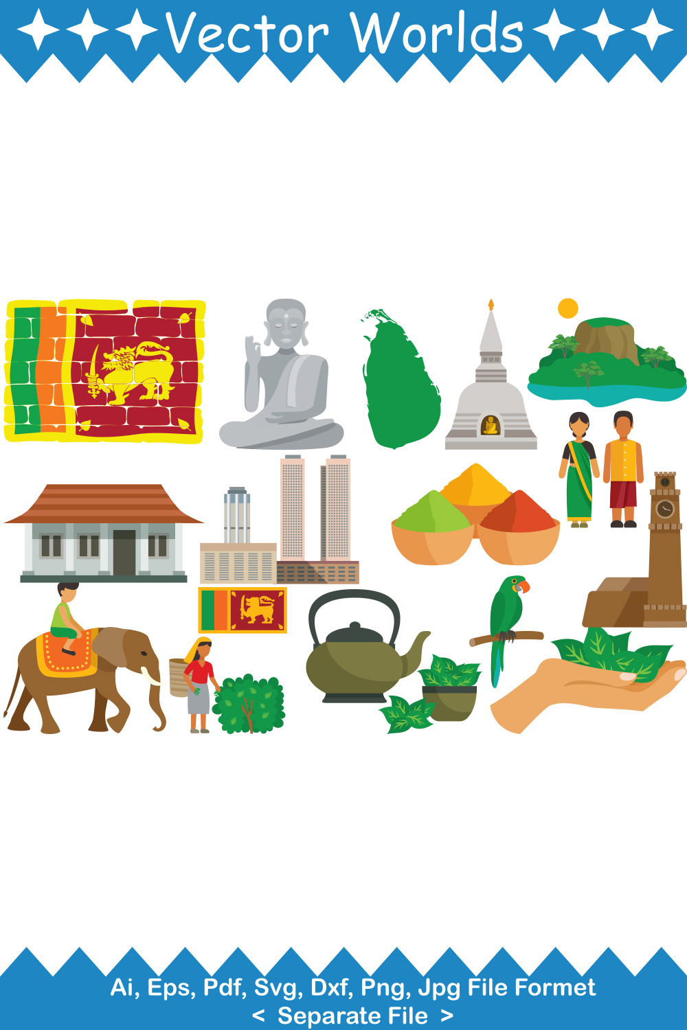 Sri Lanka Country Symbol SVG Vector Design pinterest preview image.