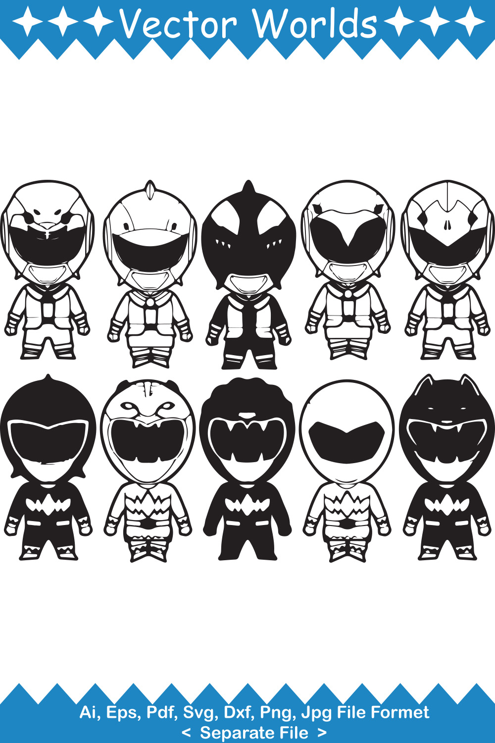 Power Ranger Dress SVG Vector Design pinterest preview image.