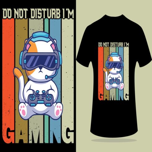 Do not disturb I'm gaming slogan retro vintage t-shirt cover image.