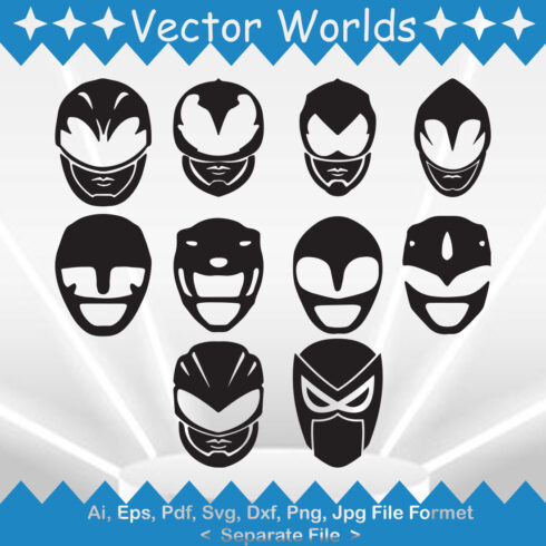 Power Ranger Head SVG Vector Design cover image.