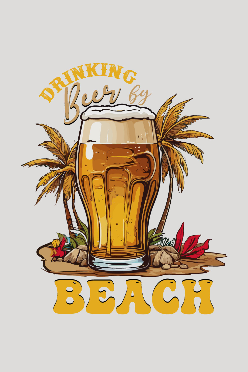 Summer Beer Beach T-shirt Design pinterest preview image.