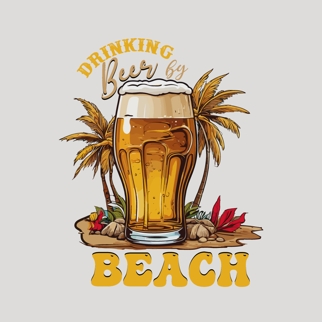 Summer Beer Beach T-shirt Design preview image.