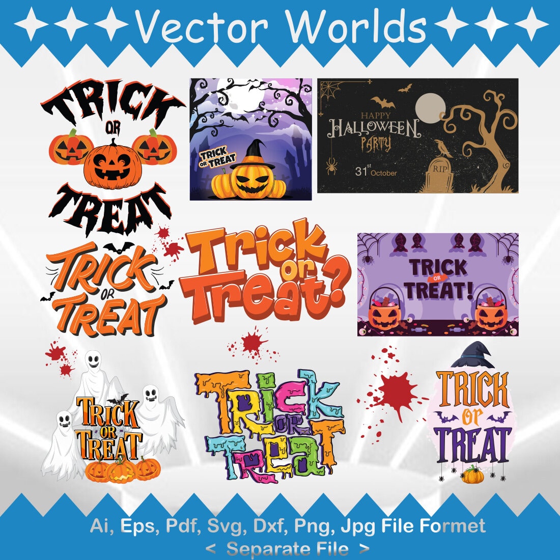 Trick Or Treat SVG Vector Design preview image.