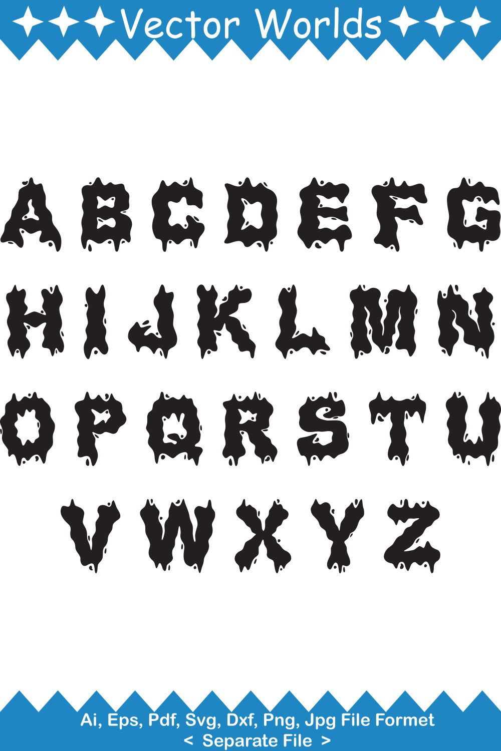 Water Font Alphabet SVG Vector Design pinterest preview image.