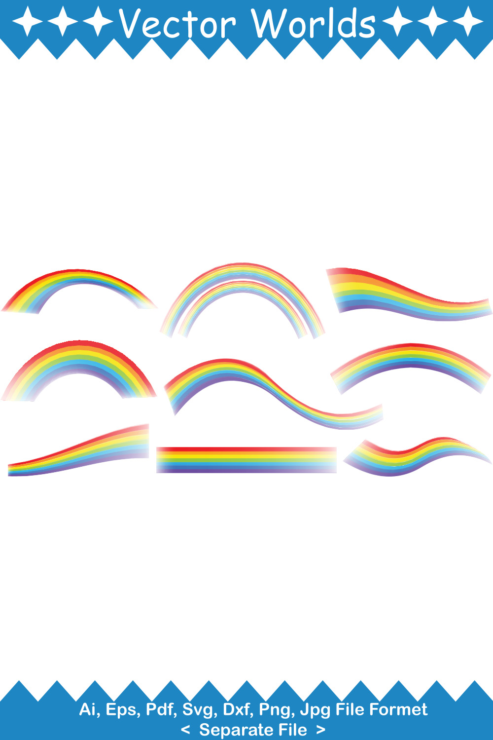 Rainbow SVG Vector Design pinterest preview image.