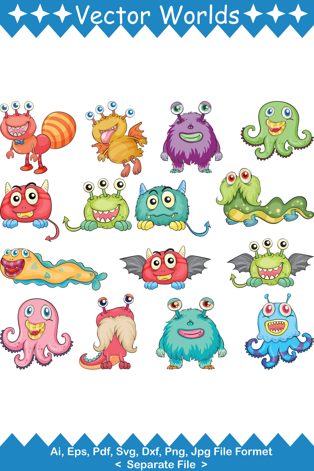 Sea monster SVG Vector Design pinterest preview image.