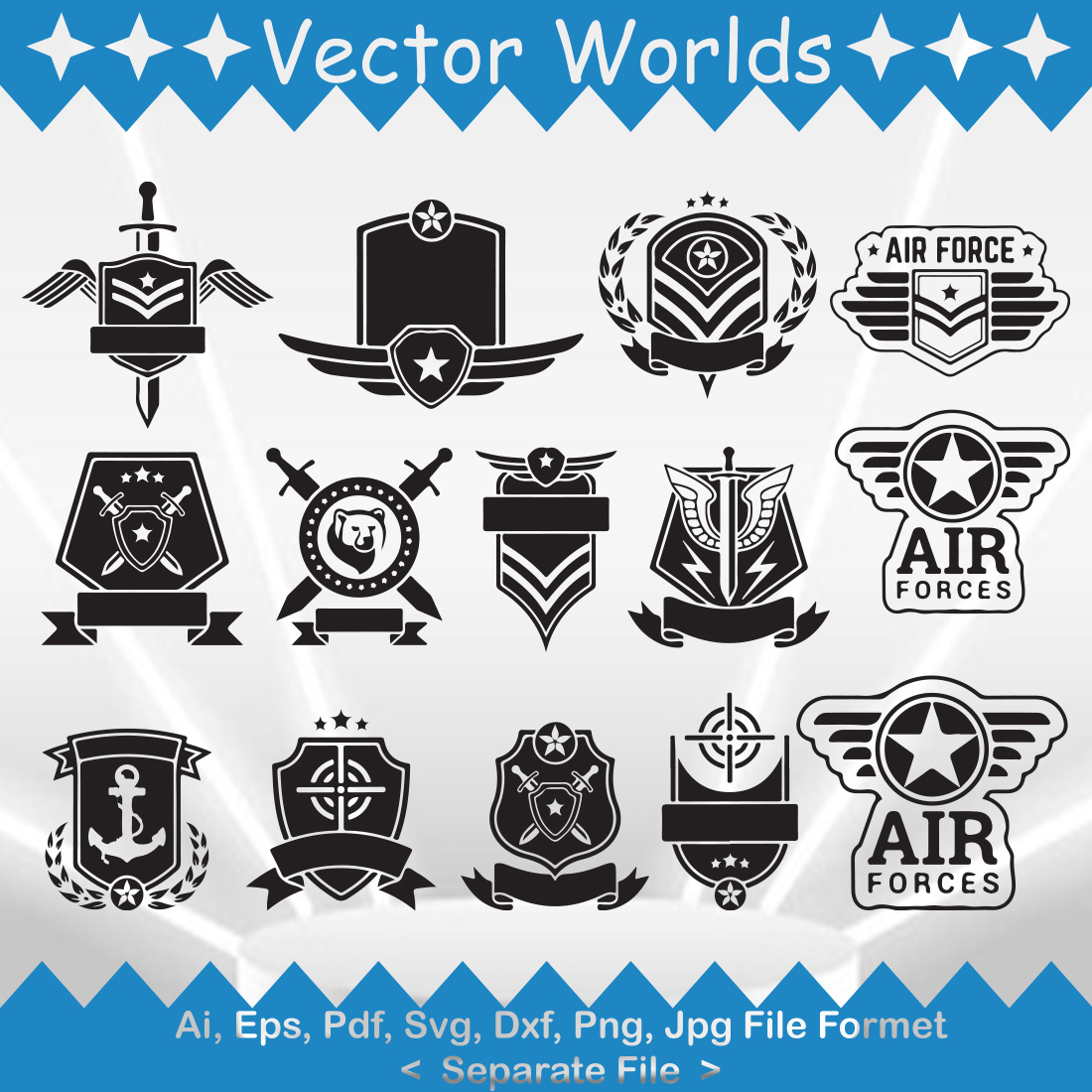 Military Badge SVG Vector Design preview image.