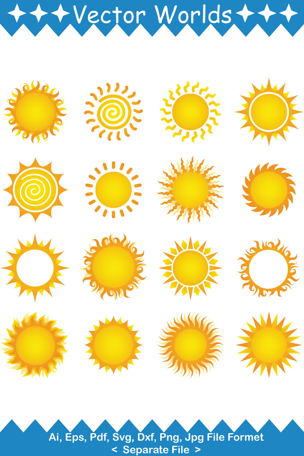 Sun SVG Vector Design pinterest preview image.